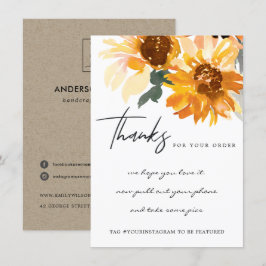 TARJETA DE AGRADECIMIENTO LOGOTIPO EMPRESARIAL DE FLORAL AMARILLO SUNFLOWLOW