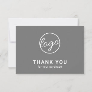 Tarjeta De Agradecimiento Logotipo Empresarial Gris Simple Moderno