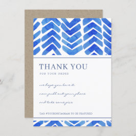 TARJETA DE AGRADECIMIENTO LOGOTIPO EMPRESARIAL INK BLUE CHEVRON PATTERN