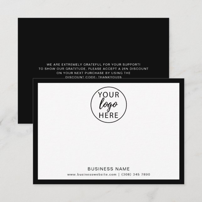Tarjeta De Agradecimiento Logotipo Empresarial Personalizado (Anverso / Reverso)