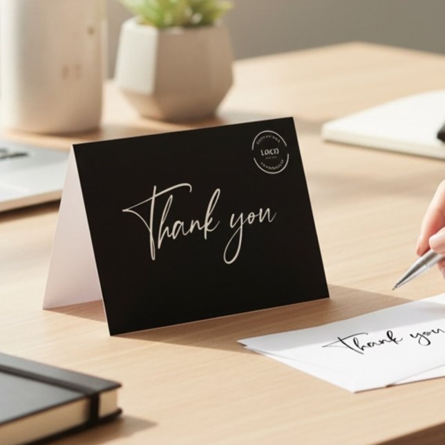 Tarjeta De Agradecimiento Logotipo empresarial profesional personalizable mo (Professional business thank you card.)