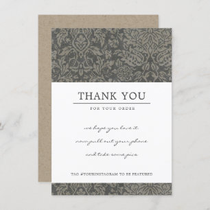 TARJETA DE AGRADECIMIENTO LOGOTIPO EMPRESARIAL RUSTIC GRY DAMASK PATTERN