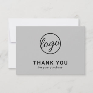 Tarjeta De Agradecimiento Logotipo gris claro moderno simple personalizado d