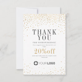 Tarjeta De Agradecimiento Logotipo moderno de la empresa purpurina de oro Pe