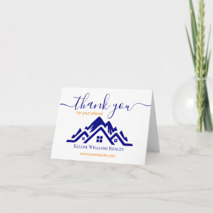 Tarjeta De Agradecimiento Logotipo personalizado blanco y dorado de bienes r
