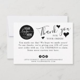 Tarjeta De Agradecimiento Logotipo personalizado de corazón de redes sociale