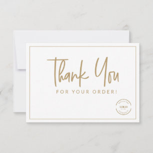 Tarjeta De Agradecimiento Logotipo Personalizado Negocio de Oro Gracias por