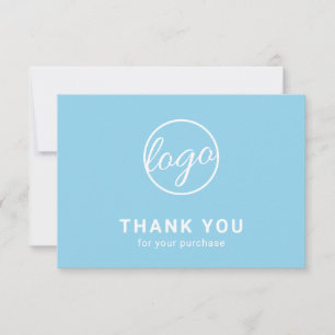 Tarjeta De Agradecimiento Logotipo personalizado simple moderno ligero azul