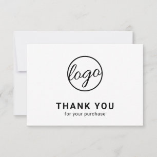 Tarjeta De Agradecimiento Logotipo personalizado Simple Negro y Blanco Empre