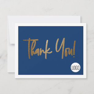 Tarjeta De Agradecimiento Logotipo social personalizado de la empresa dorado