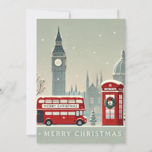 Tarjeta De Agradecimiento Londres Navidad   Big Ben y Londres Festivo