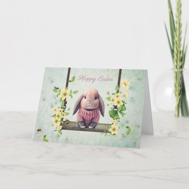 Tarjeta De Agradecimiento Lop Ear Easter Bunny Card (Anverso)