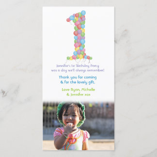 Tarjeta De Agradecimiento Los 1ros globos del cumpleaños del bebé le