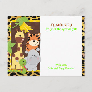 Tarjeta De Agradecimiento Los amigos Baby Shower de la selva del leopardo le