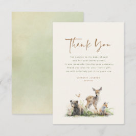 Tarjeta De Agradecimiento Los animales de Woodland Cute Gracias