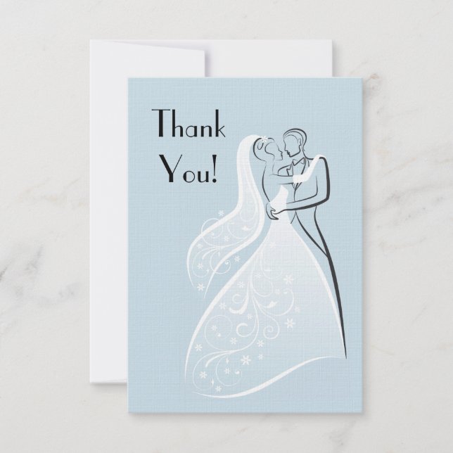 Tarjeta De Agradecimiento Los bailarines retros azules del boda le agradecen (Anverso)