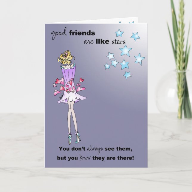 Tarjeta De Agradecimiento ¡Los buenos amigos son como las estrellas! (Anverso)