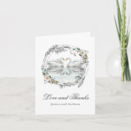 Tarjeta De Agradecimiento Los cisnes románticos de la boda le agradecen
