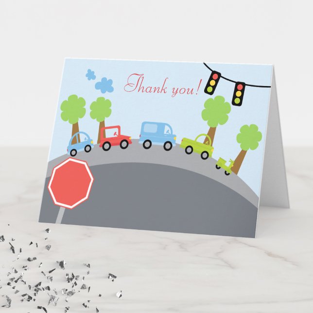 Tarjeta De Agradecimiento Los coches del enfoque del enfoque doblados le (Transportation Thank You Note Card)