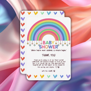 Tarjeta De Agradecimiento Los corazones coloridos se encuentran con el Baby 