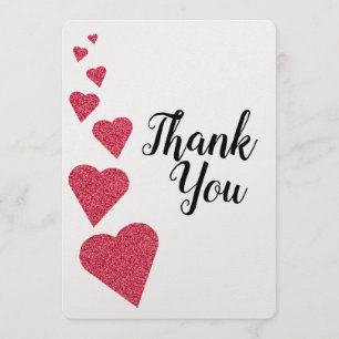 Tarjeta De Agradecimiento Los corazones de rubíes del purpurina le agradecen