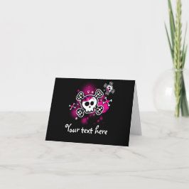 Tarjeta De Agradecimiento Los corazones rosados cráneo y el doblez de la