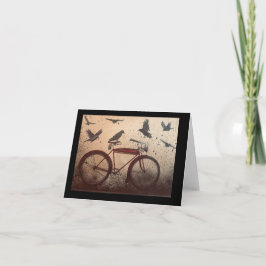 Tarjeta De Agradecimiento Los cuervos se reúnen en una bicicleta roja
