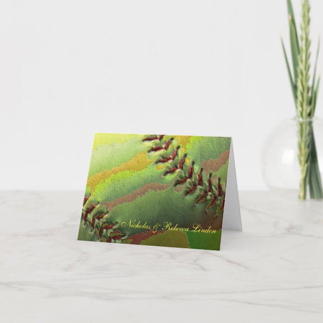 Tarjeta De Agradecimiento Los deportes del softball que casan tema le (Anverso)