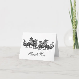 Tarjeta De Agradecimiento Los dragones elegantes de plata le agradecen