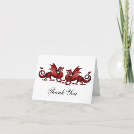 Tarjeta De Agradecimiento Los dragones elegantes rojos le agradecen cardar