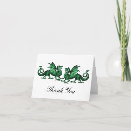 Tarjeta De Agradecimiento Los dragones elegantes verdes le agradecen cardar