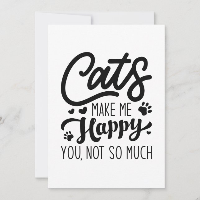 Tarjeta De Agradecimiento Los gatos me hacen feliz no tanto (Anverso)
