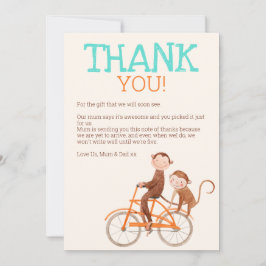 Tarjeta De Agradecimiento Los gemelos Baby Shower cute el doble problema de 