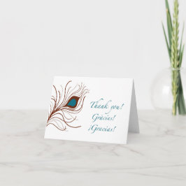 Tarjeta De Agradecimiento los gracias le agradecen {la pluma del pavo real}