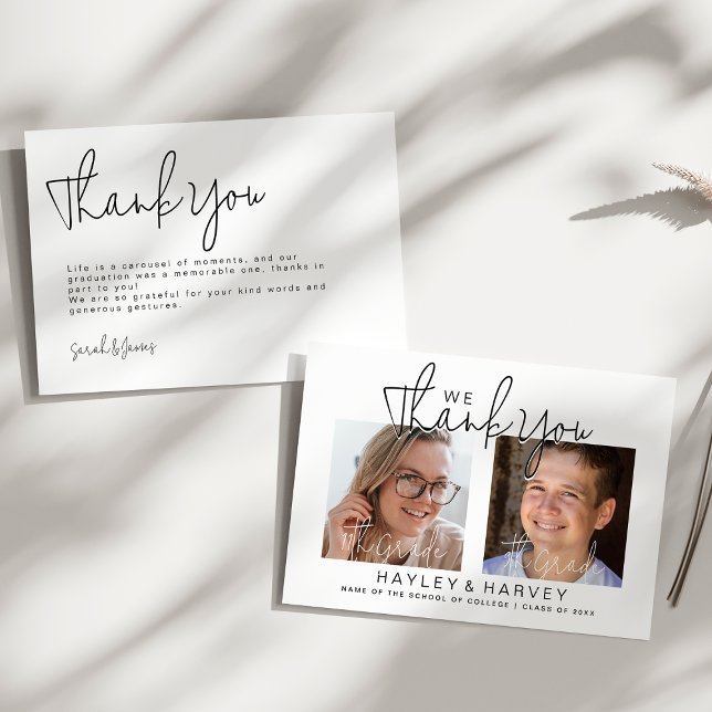 Tarjeta De Agradecimiento Los graduados | Fiesta de graduación doble a 2 lad (Subido por el creador)