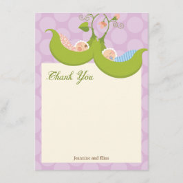 Tarjeta De Agradecimiento Los guisantes en un chica Baby Shower del muchacho