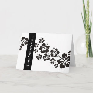 Tarjeta De Agradecimiento los hibiscos florecen en negro + Muchas gracias