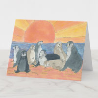 Los leones marinos Sunrise dibujando en blanco