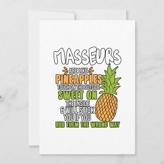 Tarjeta De Agradecimiento Los Masseurs Son Como Las Piñas. (Anverso)