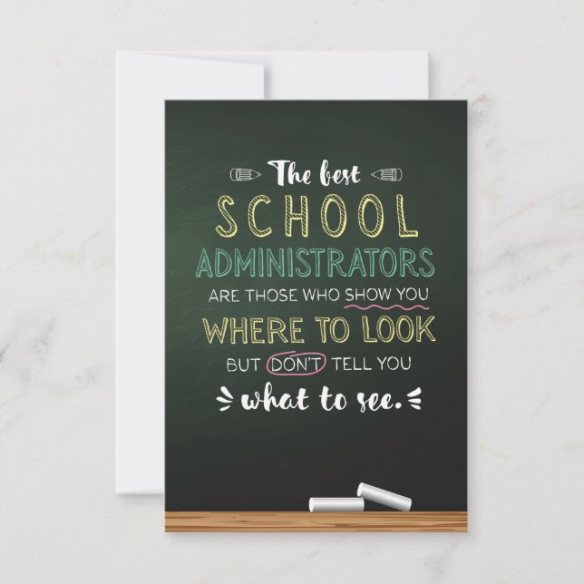 Tarjeta De Agradecimiento Los mejores administradores de escuelas (Anverso)