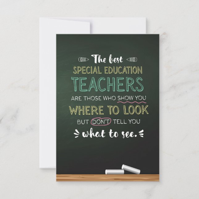 Tarjeta De Agradecimiento Los mejores profesores de educación especial (Anverso)
