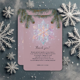 Tarjeta De Agradecimiento Los modernos copos de nieve en invierno púrpura cu