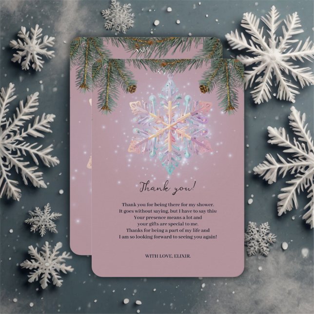 Tarjeta De Agradecimiento Los modernos copos de nieve en invierno púrpura cu (Subido por el creador)