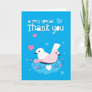 Tarjeta De Agradecimiento ¡los pájaros azules lindos aman muy especial le