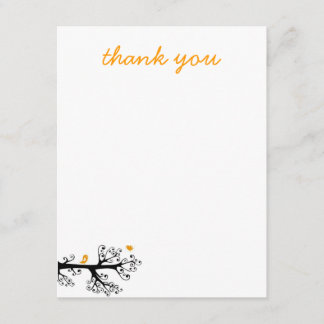 Tarjeta De Agradecimiento Los pájaros simples en rama de árbol le agradecen
