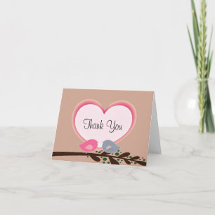 Tarjeta De Agradecimiento Los pájaros sofisticados del amor le agradecen las