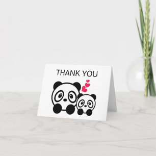 Tarjeta De Agradecimiento Los pares de la panda le agradecen cardar