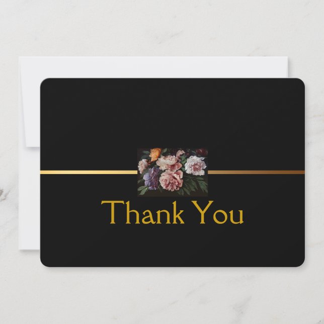 Tarjeta De Agradecimiento Los Peonies que pintan la condolencia 2 le (Anverso)