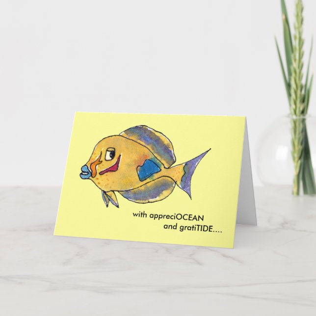 Tarjeta De Agradecimiento Los pescados del dibujo animado del sabor de (Anverso)