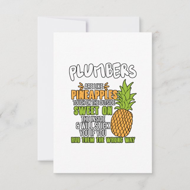 Tarjeta De Agradecimiento Los Plomeros Son Como Las Piñas. (Anverso)